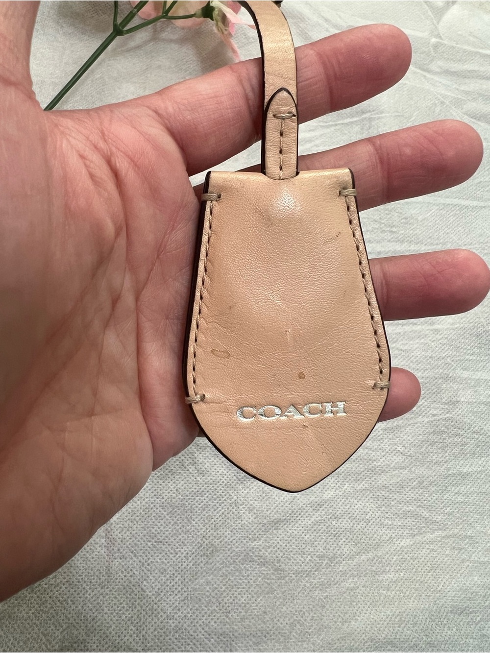 3pc Coach lot Hangtags bag charms, in tan, Brown and Metallic pewter - Picture 4 of 6